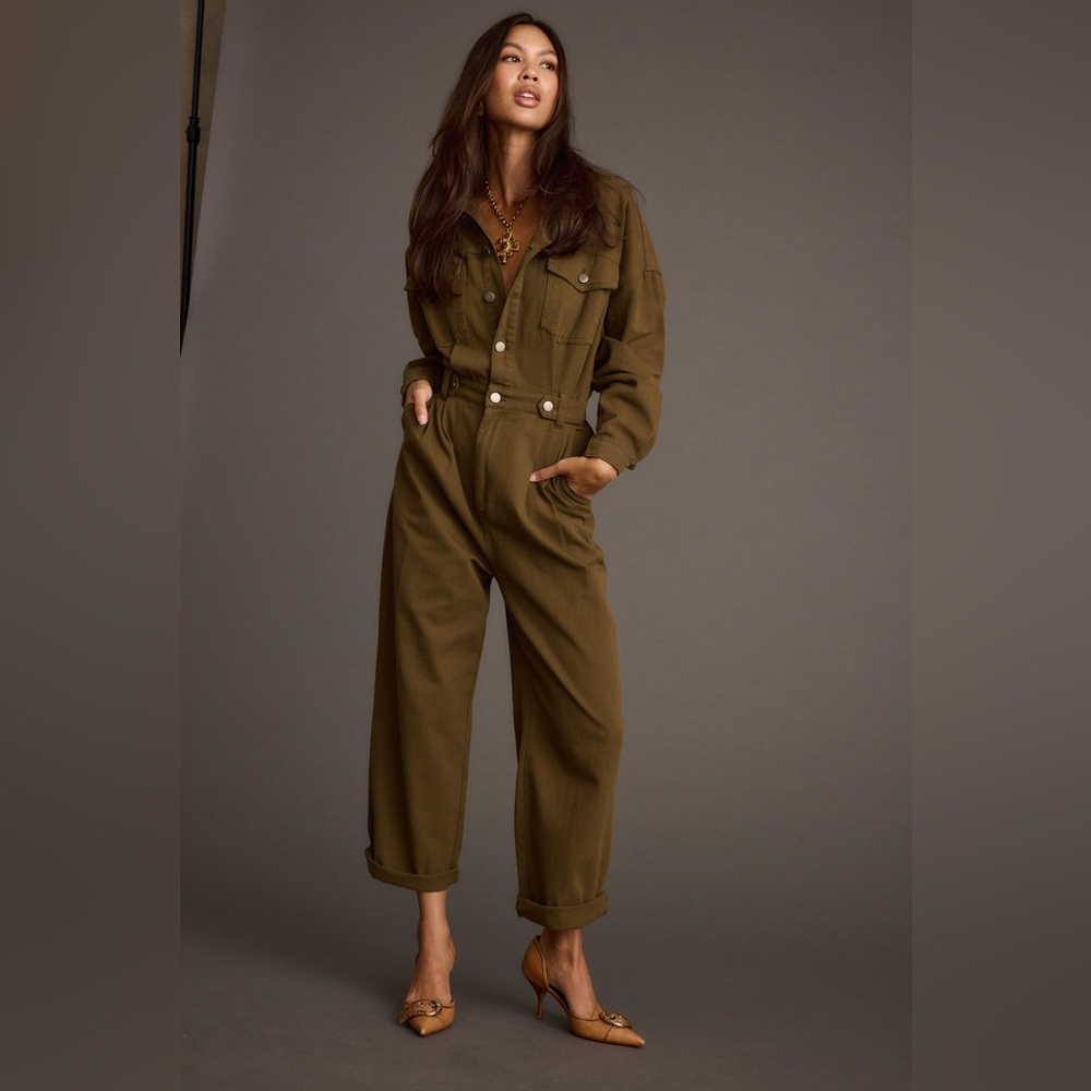 NWT M/L Hendrix Olive Straight Leg Jumpsuit - 12th tribe
